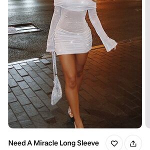 White Fox Boutique Sparkling White Long Sleeve Dress